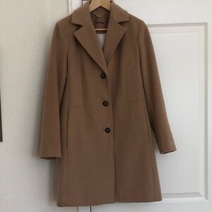 Calvin Klein Camel Single-Breasted Wool Trench Coat
